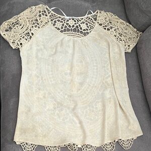 Miss Me Lace Detail Cream Blouse used good condition